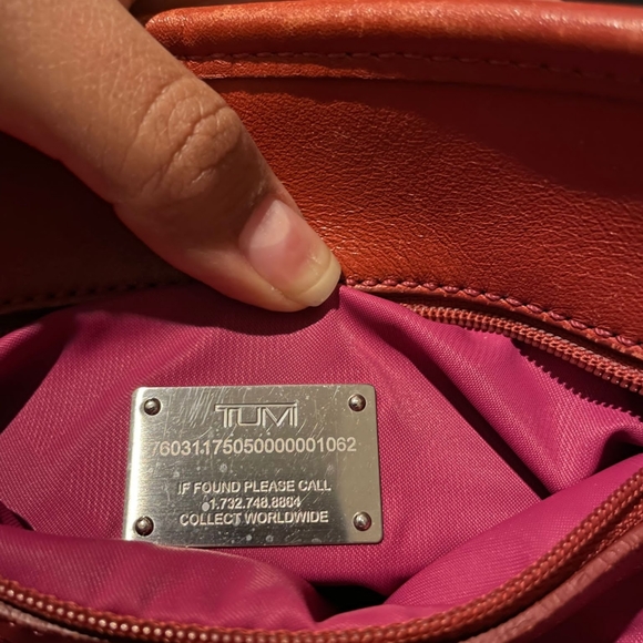 Tumi Vintage Nylon and Leather Signature Small Tote Bag Orange and Pink - Picture 7 of 10